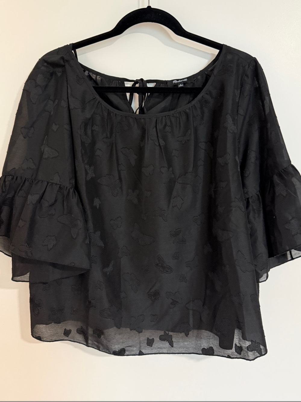 Madewell Black Sheer Butterfly Blouse